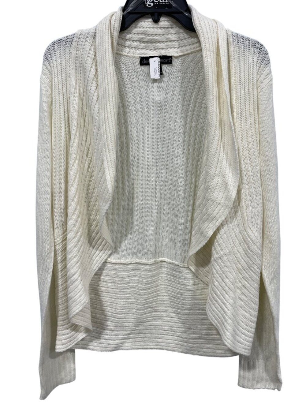 Derek Heart Cardigan Sweater XL Open Front Long Sleeve White Cozy Minimalist NEW